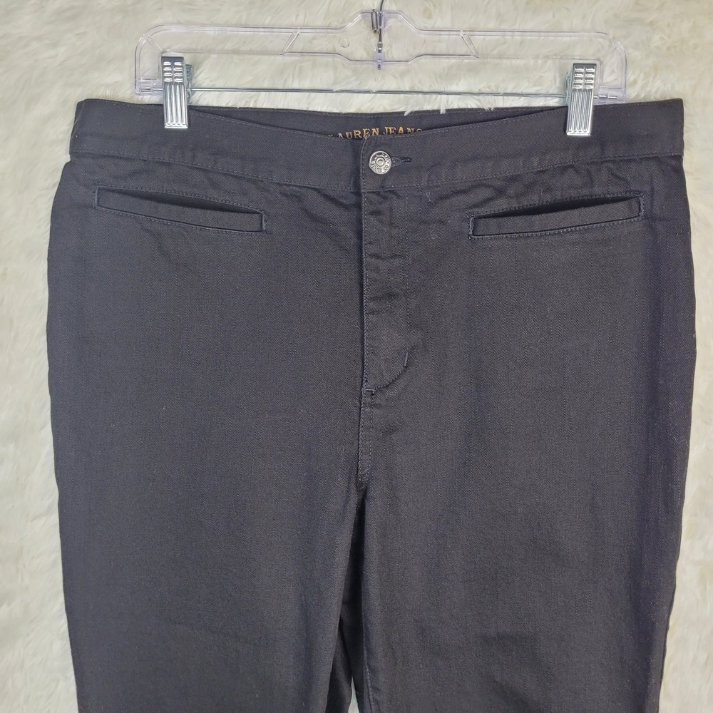 Lauren Jeans Womens Sz 12 Black Zip Hem Jeans Modern Straight Leg City - Picture 2 of 11